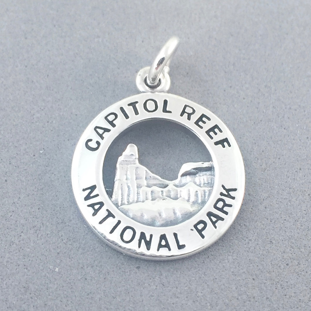 CAPITOL REEF National Park .925 Sterling Silver Charm Pendant Utah Chimney Rock np45