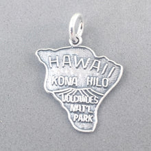 Load image into Gallery viewer, VOLCANOS National Park Hawaii .925 Sterling Silver MAP Charm Pendant Big Island Kona Hilo pm30