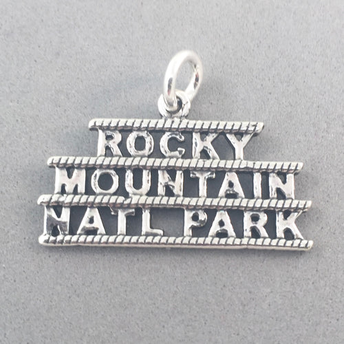 Sale! ROCKY MOUNTAINS National Park Charm .925 Sterling Silver CO Word Travel Pendant pm126