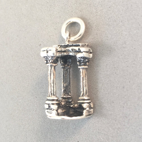 TEMPLE OF APOLLO .925 Sterling Silver 3-D Charm Pendant Sosianus Ruins Columns Rome Greece ti42