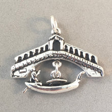 Load image into Gallery viewer, GONDOLA &amp; RIALTO BRIDGE .925 Sterling Silver 3-D Charm Pendant Italy Venice Canal Gondolier TI01