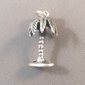 PALM TREE .925 Sterling Silver 3-D Charm Pendant Beach Hawaii Springs Tropical Island GA53