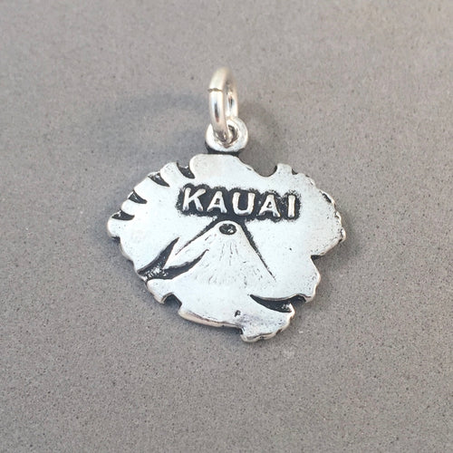 KAUAI .925 Sterling Silver MAP Charm Pendant Volcano Hawaii Napail Waimea Canyon Hanalei TH13