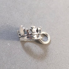 Load image into Gallery viewer, Sale! PRINCESS CROWN .925 Sterling Silver 3-D Small Charm Pendant Queen King Royalty Tiara DU144