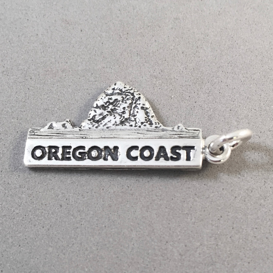 OREGON COAST .925 Sterling Silver Charm Pendant Oregon Cannon Gold Beach Coos Depoe Bay nw20