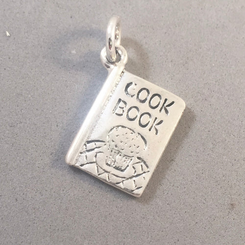 COOKBOOK .925 Sterling Silver 3-D Charm Pendant Recipe Cook Book Cupcake Bake Desert kt19