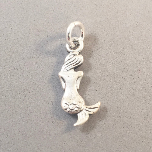 MERMAID Back View .925 Sterling Silver 3-D Double Sided Charm Pendant Sea Ocean Fantasy nt15