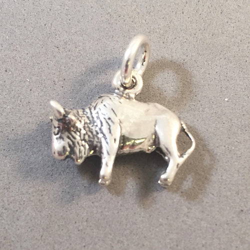 BUFFALO .925 Sterling Silver 3-D Charm Bison Animal Pendant Yellowstone National Park WY MT an52