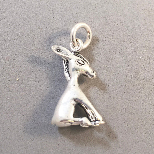 Sitting DONKEY 3-D .925 Sterling Silver Charm Pendant Burro Mule Farm Animal Democrat an44