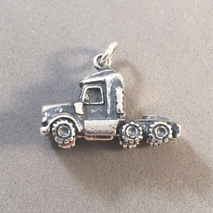 SEMI TRUCK CAB  .925 Sterling Silver Charm Pendant Trailer Trucker Big Rig vh06