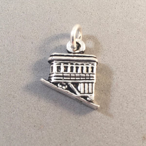 FUNICULAR .925 Sterling Silver 3-D Charm Pendant Incline Railway Car Valparaiso Montmartre vh07