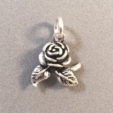 Load image into Gallery viewer, ROSE W LEAVES .925 Sterling Silver 3-D Charm Pendant Flower Festival Portland City ga11