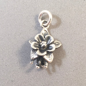 COLUMBINE FLOWER .925 Sterling Silver Charm Pendant Floral Colorado State Garden ga02