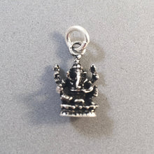 Load image into Gallery viewer, GANESHA Small 3-D .925 Sterling Silver Charm Pendant Hindu God Ganapati Deities Elephant 4 Arms  fa21