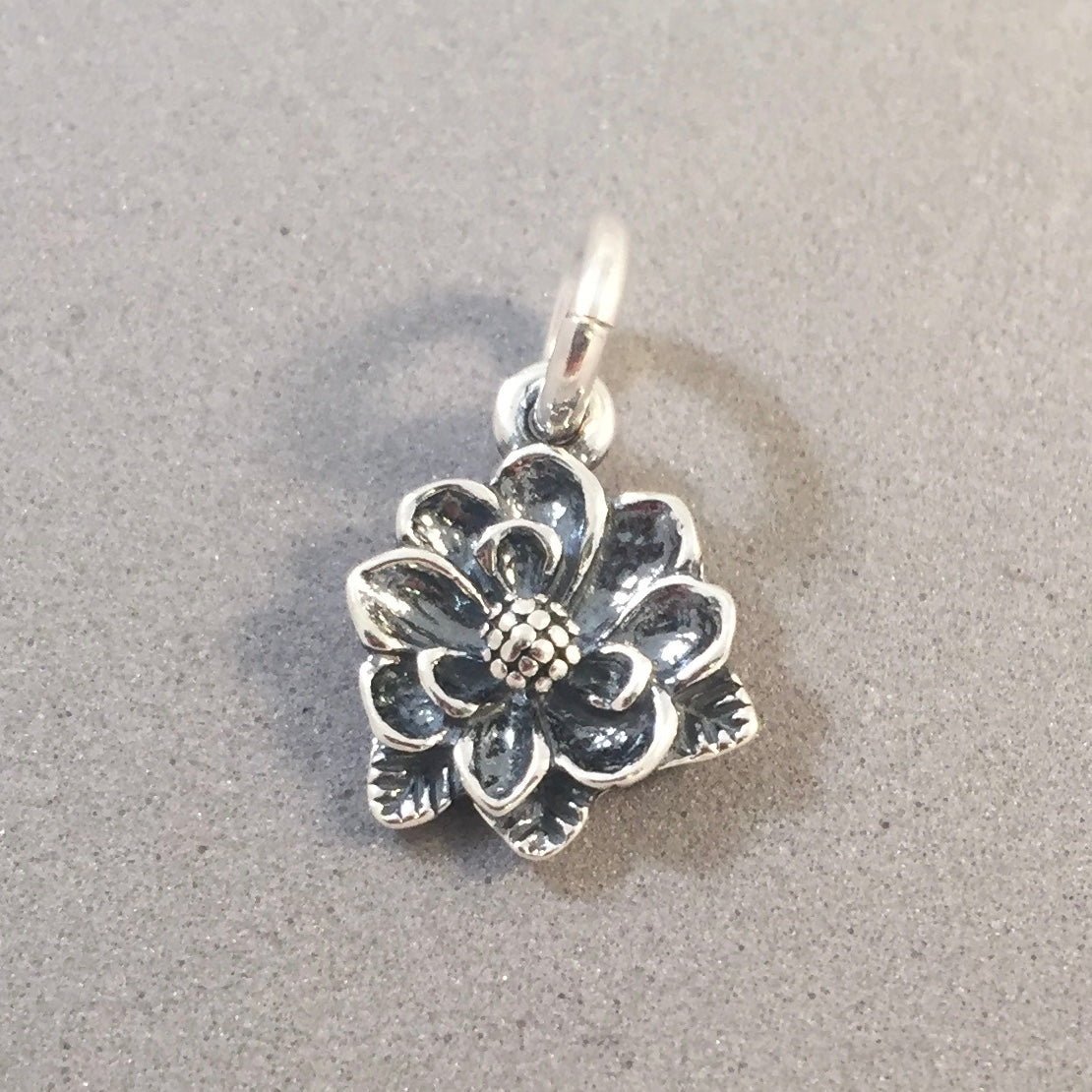 Silver Charm Daisy Flower Charm Sterling Silver Or Gold Pendant