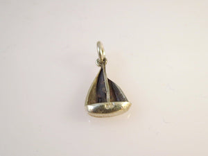 SAILBOAT Small 3-D .925 Sterling Silver Charm Pendant Sailing Boating Boat Ocean nt18