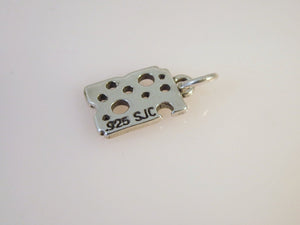 Sale! SLICE OF CHEESE .925 Sterling Silver 3-D Charm Pendant Food Kitchen Swiss KT135