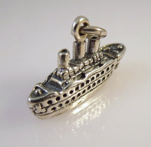 Sale! CRUISE SHIP .925 Sterling Silver 3-D Charm Pendant Boat Ocean Liner Alaska Caribbean nt136