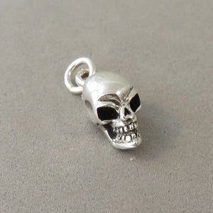 SKULL .925 Sterling Silver Small Charm Pendant Skeleton Halloween Scary Anatomy Head MY22