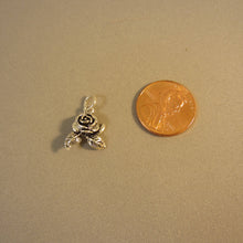 Load image into Gallery viewer, ROSE W LEAVES .925 Sterling Silver 3-D Charm Pendant Flower Festival Portland City ga11