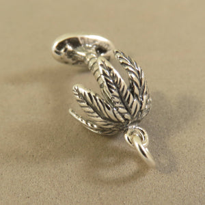 PALM TREE .925 Sterling Silver 3-D Charm Pendant Beach Hawaii Springs Tropical Island GA53