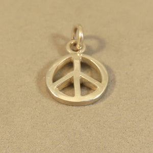 PEACE SIGN Small .925 Sterling Silver Small High Polished Basic Charm Pendant Rounded Symbol MY13