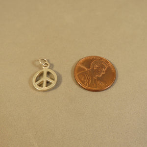 PEACE SIGN Small .925 Sterling Silver Small High Polished Basic Charm Pendant Rounded Symbol MY13