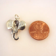 Load image into Gallery viewer, ELEPHANT HEAD .925 Sterling Silver Charm Trunk Left Tusks Pendant Safari Asian African Zoo AZ06