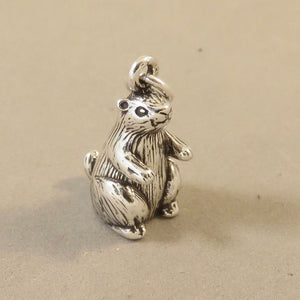 MARMOT OR PRAIRIE DOG .925 Sterling Silver 3-D Charm Pendant Animal Rodent Groundhog Ground Squirrel RP01