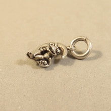 Load image into Gallery viewer, FROG Sitting on the MOON .925 Sterling Silver 3-D Charm Crescent Man in the Moon my02