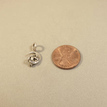 Load image into Gallery viewer, FROG Sitting on the MOON .925 Sterling Silver 3-D Charm Crescent Man in the Moon my02