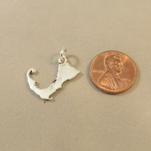 CAPE COD Map .925 Sterling Silver Charm Pendant Massachusetts  Tourist Travel tu06