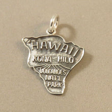 Load image into Gallery viewer, VOLCANOS National Park Hawaii .925 Sterling Silver MAP Charm Pendant Big Island Kona Hilo pm30