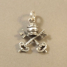 Load image into Gallery viewer, VATICAN CITY Coat of Arms .925 Sterling Silver Charm Pendant Rome Italy Pope Keys Cardinal TI41