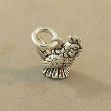 Load image into Gallery viewer, CHICKEN / HEN .925 Sterling Silver 3-D Charm Small Tiny Pendant Bird bi14