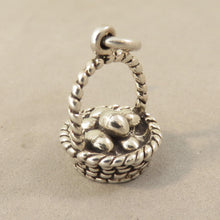 Load image into Gallery viewer, EASTER BASKET .925 3-D Sterling Silver Charm Pendant Eggs Easter Bunny Holiday HL07