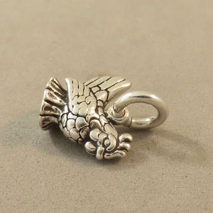 CHICKEN / HEN .925 Sterling Silver 3-D Charm Small Tiny Pendant Bird bi14