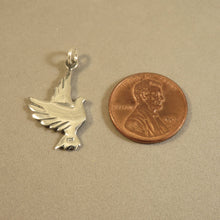 Load image into Gallery viewer, FLYING DOVE Charm .925 Sterling Silver Double Sided Pendant Bird Love Wedding Peace Christian bi23