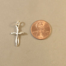 Load image into Gallery viewer, CROSS .925 Sterling Silver Charm Pendant Unique Freeform Feminine Christian Faith Religion CE05