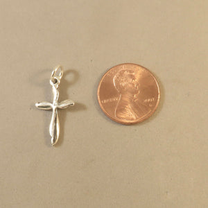 CROSS .925 Sterling Silver Charm Pendant Unique Freeform Feminine Christian Faith Religion CE05