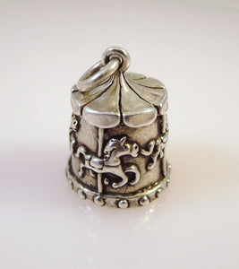 Sale! MERRY GO ROUND .925 Sterling Silver 3-D Charm Pendant Carousel Horse Fair Park Big Top Circus hs06