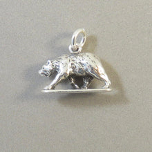 Load image into Gallery viewer, YELLOWSTONE BEAR .925 3-D Sterling Silver Charm Pendant National Park Wyoming Grizzly Brown CC08