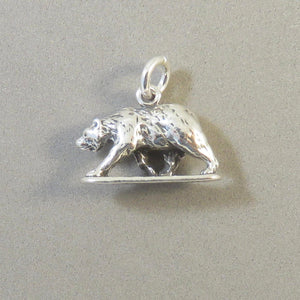 YELLOWSTONE BEAR .925 3-D Sterling Silver Charm Pendant National Park Wyoming Grizzly Brown CC08