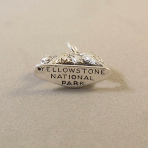 YELLOWSTONE BEAR .925 3-D Sterling Silver Charm Pendant National Park Wyoming Grizzly Brown CC08