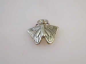 BUTTERFLY .925 Sterling Silver 3-D Charm Oxidized Flying Open Wings Pendant Garden Insect  SA01