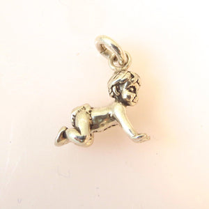 Sale! CRAWLING BABY .925 Sterling Silver Charm Pendant Nursery Child Diaper Newborn Infant Shower ba101