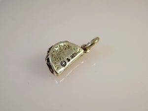 TACO .925 Sterling Silver 3-D Charm Pendant Mexican Hard Taco Shell Fast Junk Food Kitchen kt06