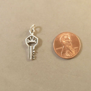 Sale! KEY .925 Sterling Silver 3-D Charm Pendant Basic Simple House Car Old HM117