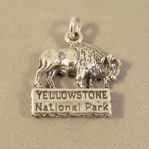 YELLOWSTONE BUFFALO .925 Sterling Silver Charm Pendant National Park Wyoming Animal  pm17