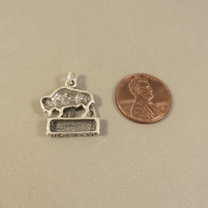 YELLOWSTONE BUFFALO .925 Sterling Silver Charm Pendant National Park Wyoming Animal  pm17